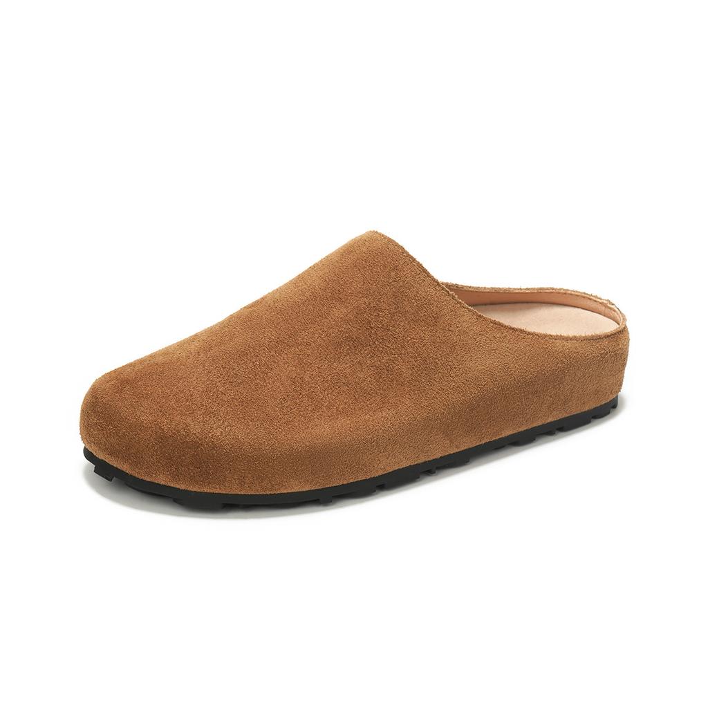 Leather bag head half slippers female lazy pedal platform single shoes female
