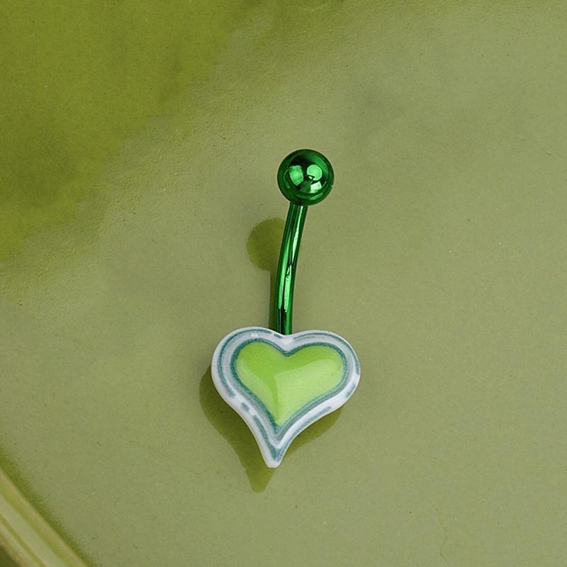 Sweet Dinosaur Navel Ring Zircon Heart Strawberry Belly Button Ring For Women Body Piercing Decor Vacation Leisure Beach Jewelry