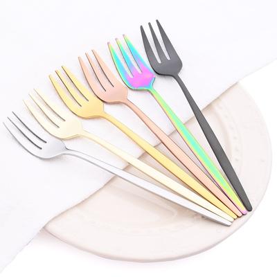 6 Pz/set Tè Torta Snack Forchetta Stoviglie Posate Set Forchetta Colorata Specchio Stoviglie In Acciaio Inox Dessert Frutta Forchetta Argenteria