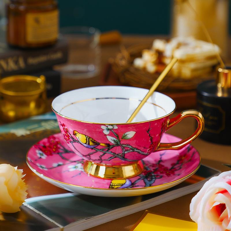 Kaffeetasse und Untertasse aus Bone China Keramik, Vintage englisches Nachmittagstee-Set, Geschenkbox-Set, Hochzeitsgeschenk