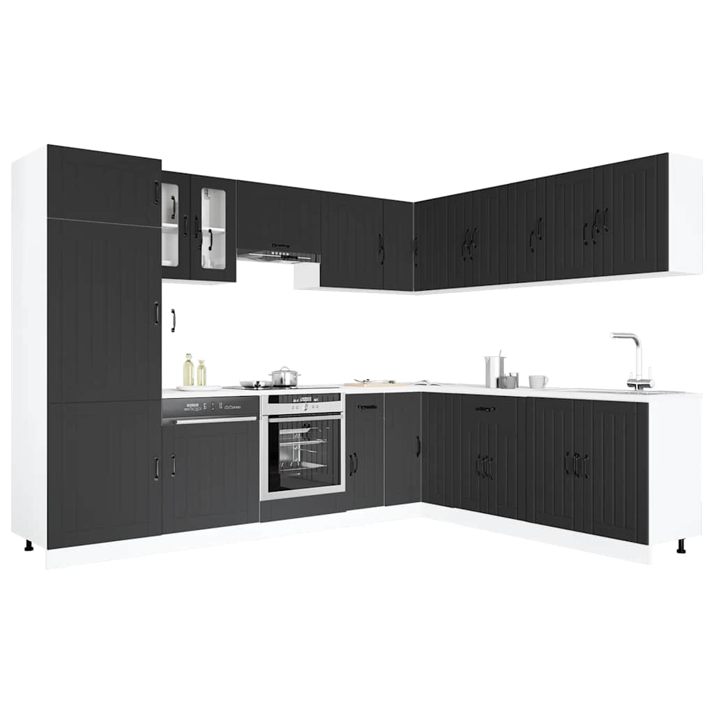 Küchenschrank-Set Lucca, 14-teilig, Schwarz