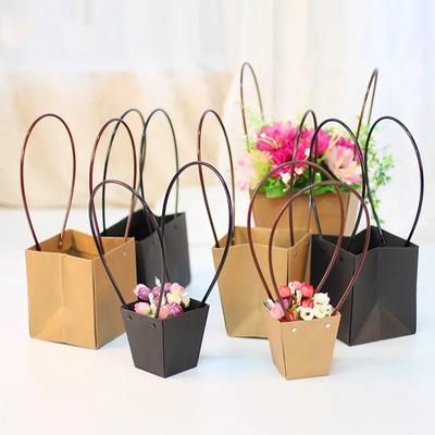 Tragbare Blumenbox Wasserdichtes Papier Praktische Geschenktüte Kraft Handtasche Hochzeit Rose Party Geschenkbox Verpackung Für Süßigkeiten Kuchen Geburtstag
