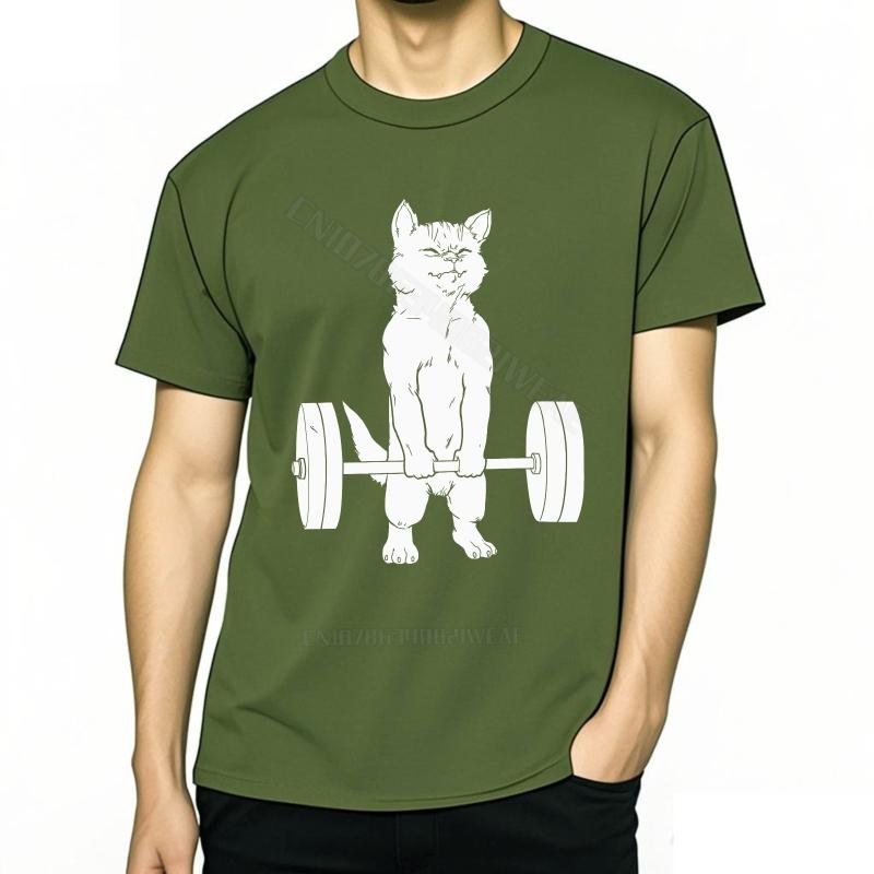 Heavy Weights Daily Wear Basic T Shirt Cool Cotton Unisexs Tshirt Unisexs T Shirt Vintage Classic Tshirt Cat Lifting