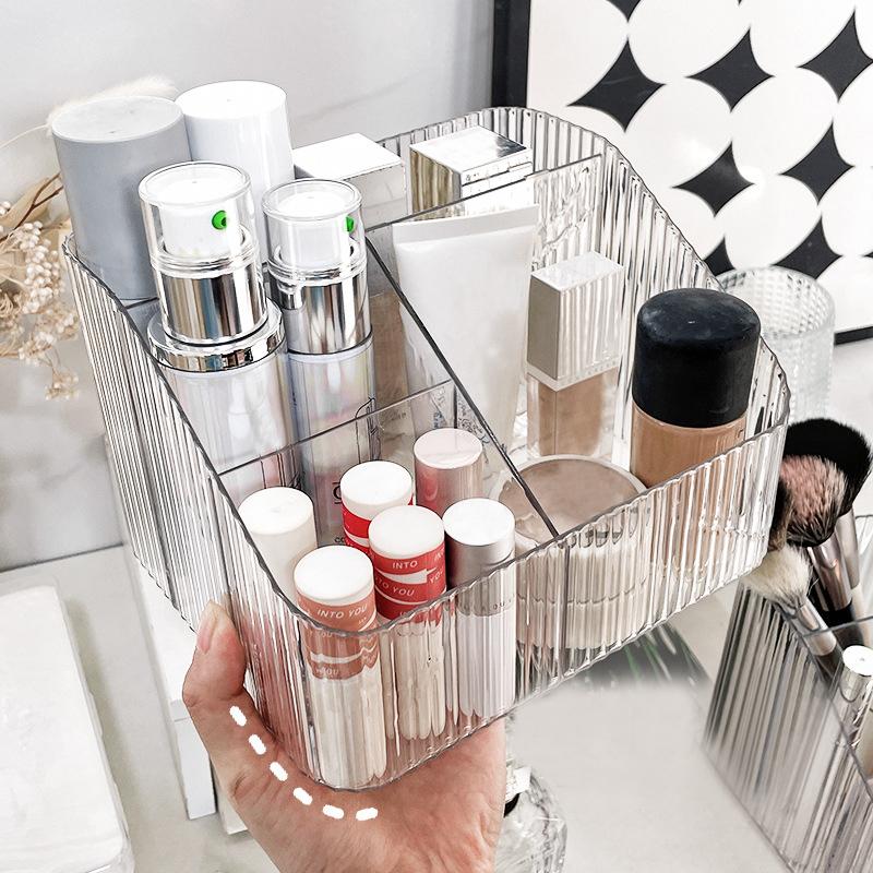 Desktop Five Grid Storage Box, Transparent Trapezoidal Acrylic Dressing Table, Household Lipstick And Cosmetics Sorting Box