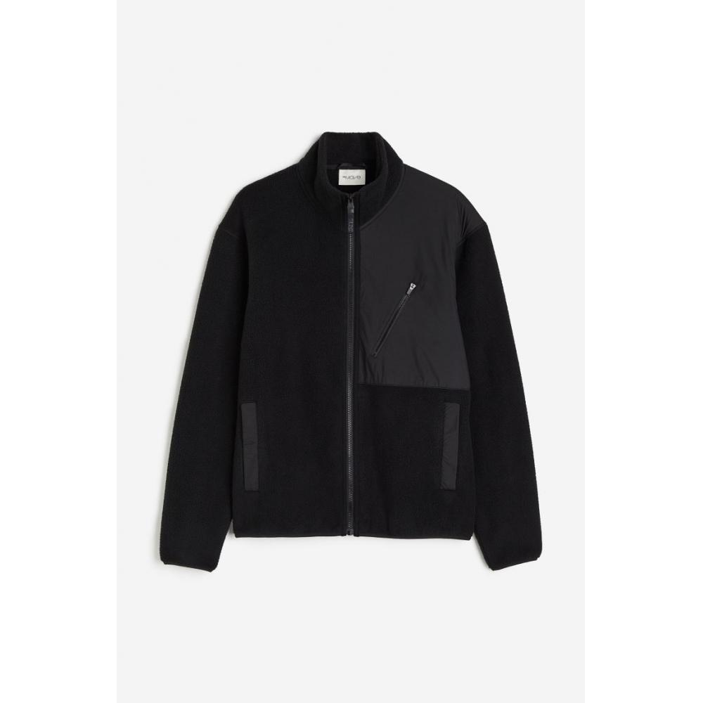H M Mid Layer Teddy Jacket Black