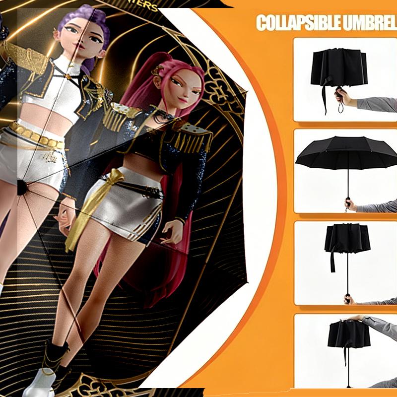 KPop Demon Hunters Print Umbrella Automatic Opening/ Closing - Portable Foldable Design - Daily Use for Travel/Outdoor - Gift for Birthday