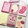 50Pcs Strawberry Memo Pads Kawaii Korean Style M5 Scrapbook Paper Journal Ins Tomato Notepad Grid Base Paper Decor Supplies