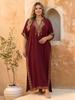 Women's Plus Size Loose Embroidery Kaftan V Neck Short Sleeve Side Split Long Caftan Beach Coverup Maxi Dress Holiday Resort Vacation Outfit  Q1545