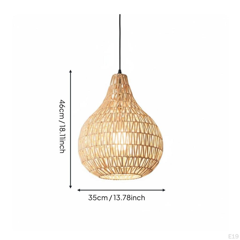Rattan Pendant Lampshade Retro Design Woven Hanging Light Shade Rustic Elegance Fiber Lamp Cover for