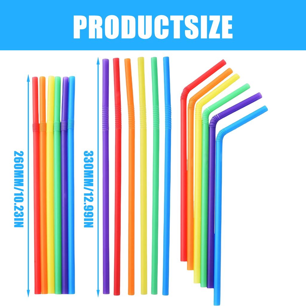 Pack of 100 Colorful Straws Throwaway Straws Bendable Straws Drinking Straws Party Straws Flexible Straws for Drinking