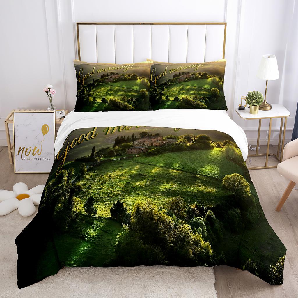 Good Morning Duvet Cover Set Microfiber Coffee Rose Cozy Breakfast Twin Bedding Set Double Queen King Size 2/3pcs Quilt Cover
