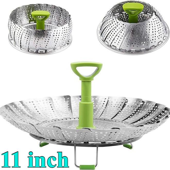 Multi-Function Meat Steaming Tray Folding Dish Steam Stainless Steel Food Steamer Basket Kitchen Tools Fruit Vegetable Cooker