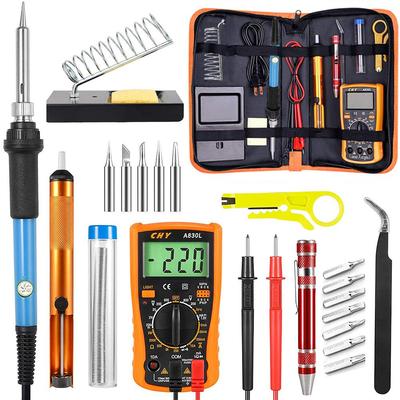 Electric Soldering Iron Tool Kit 60W Welding Desoldering Pump Multimeter Set