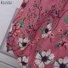 ZANZEA Women Casual Elastic Waist Loose Floral Print Midi Skirts