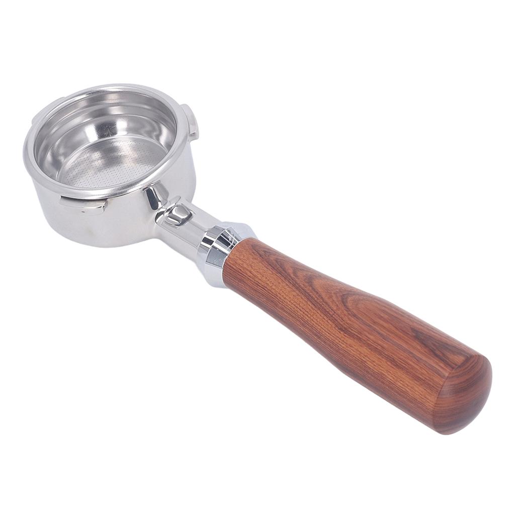 58mm Bodenloser Siebträger Massivholzgriff Edelstahlkorb Abnehmbar 3 Ohren Kaffee