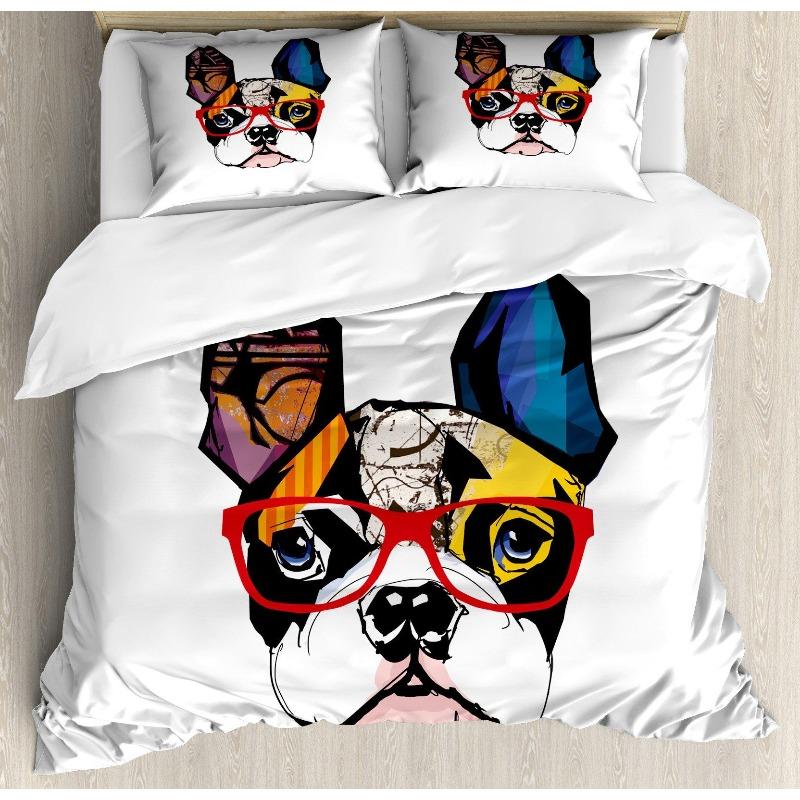French Bulldog Duvet Cover Set Cute Animal Modern Decorative 3 Piece Bedding Set With 2 Pillowcase Dog Pattern Comforter Covers