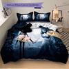 3pcs Under the Moonlit Sky Two Spirits Quilt Cover Set - Soft and Cozy Bedroom, Guest Room and Dorm Decorative Bedding 3-Piece Set 1 Quilt Cover