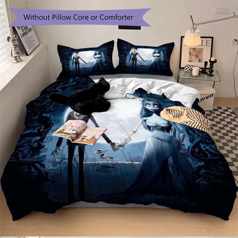 3pcs Under the Moonlit Sky Two Spirits Quilt Cover Set - Soft and Cozy Bedroom, Guest Room and Dorm Decorative Bedding 3-Piece Set 1 Quilt Cover