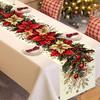 1pc Christmas Table Runner Retro Poinsettia Polyester Table Cover Christmas Decorations for Home 2026 New Year Party Supplies