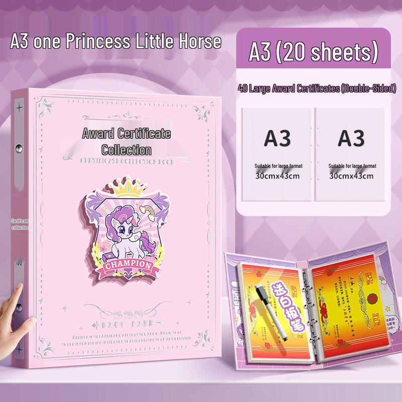 Child's Award & Art Certificate Album - A3/Boy & A4/Girl Transparent Loose-Leaf Storage
