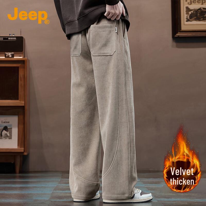 JEEP Men's Fleece-Lined Straight-Leg Casual Trousers