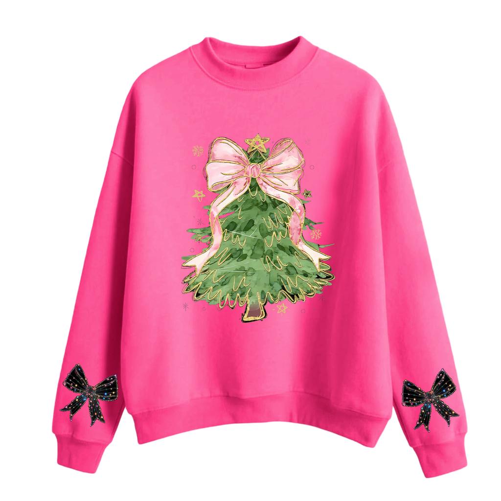 Women's Fashion Casual Round Neck Long Sleeve Christmas Printed Sweatshirt