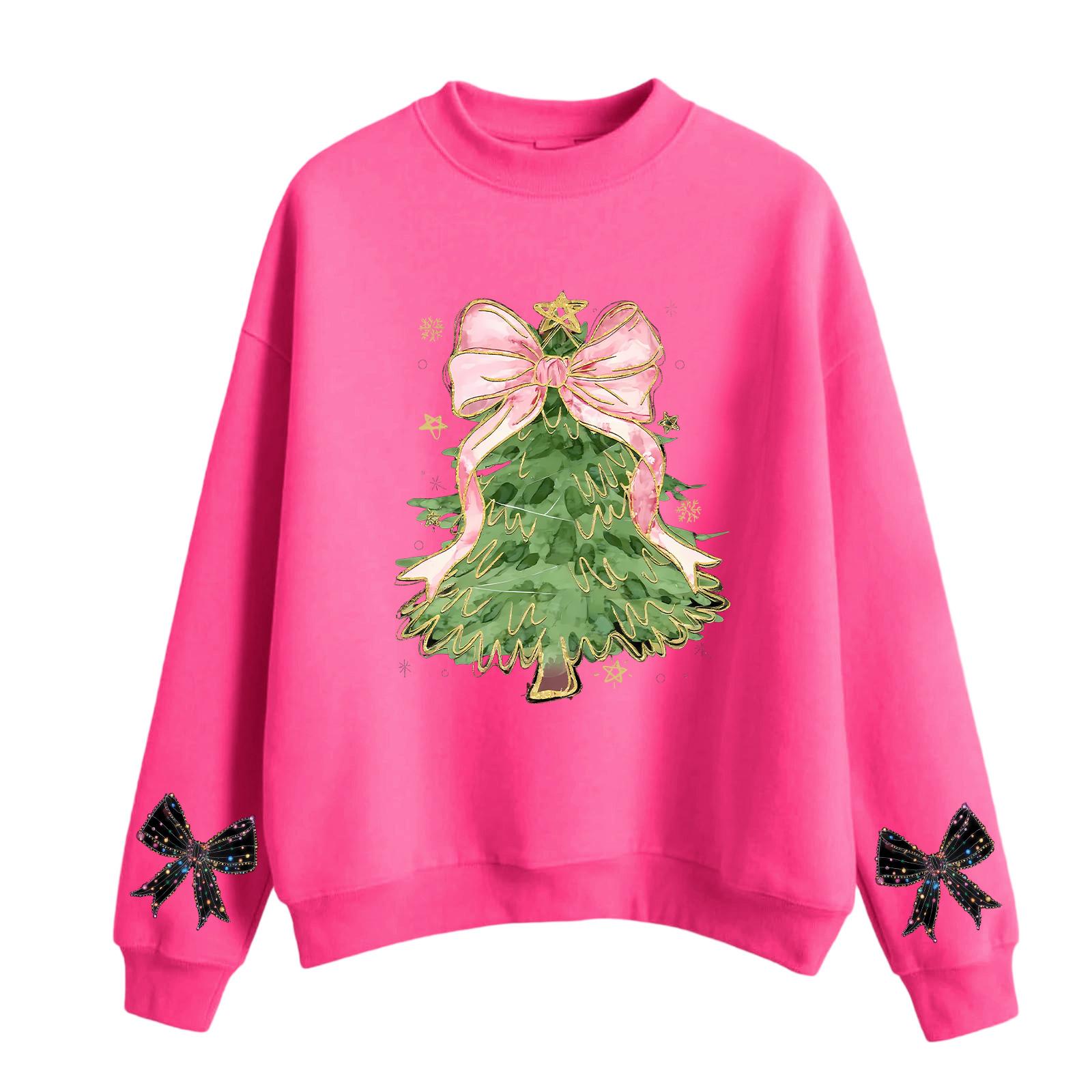 

Женский модный повседневный свитшот с круглым вырезом и длинными рукавами с рождественским принтом XL