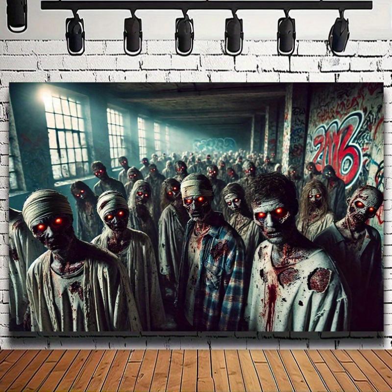 1pc Zombie Outbreak Background Fabric Polyester Wall Hanging Fabric Multi-purpose for Living Room Bedroom Office Home.PMJ