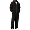 Men's Color Two Piece Hooded Zip Up Set, Casual Loose Fit Outfit