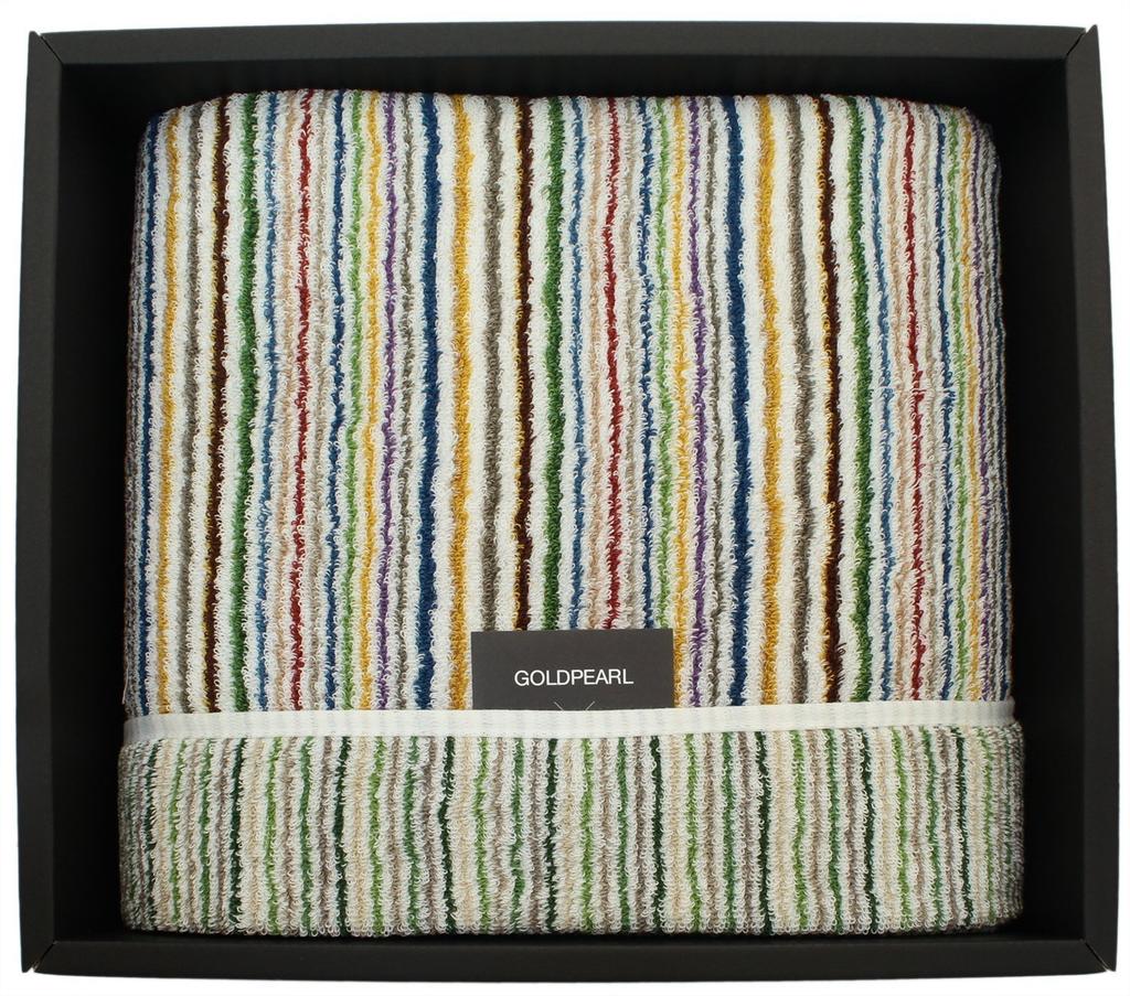 Toalha Imabari para Banho Listrada Listras x Dourado 06 Branco Multicolorido x Branco Toalha de Chuva, Pérola,