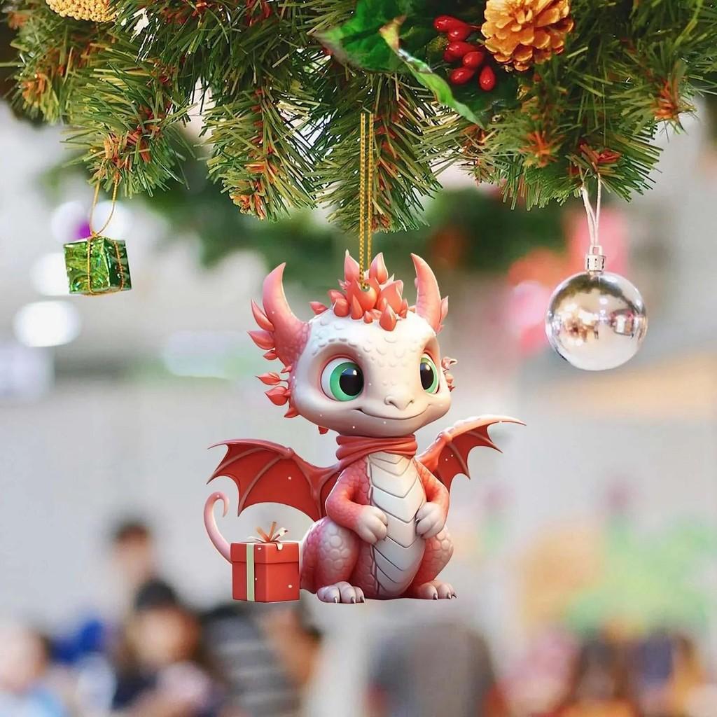Colorful Acrylic Cartoon Christmas Dragon Car Decoration Stylish Festive Home Ornament