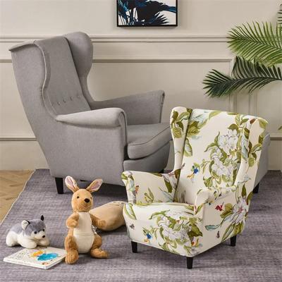 Kids Size Floral Printed Wing Chair Cover Stretch Spandex Small Armchair Covers Removable Relax Children Single Sofa Slipcovers