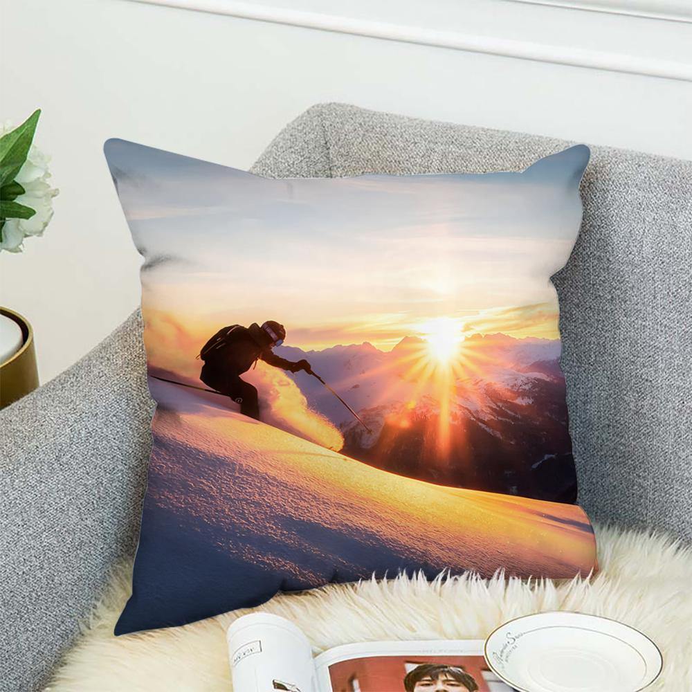 Mountain Natural Ins Nordic Pillow Case For Car Sofa Decorative Home Double-sided Print Plush Square Throw Pillow Cushion Cover