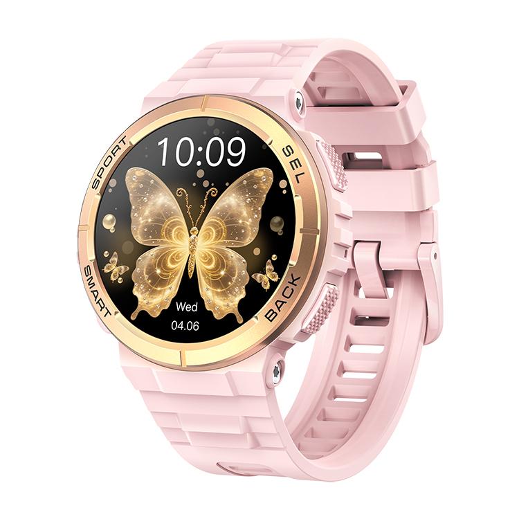 

K73 Amoled Display Smart Watch Round Shape Full Touch 3ATM Waterproof Sleep Monitoring Health Business Smartwatch for Women Men розовый