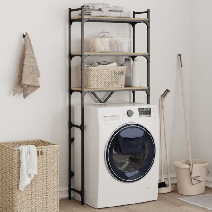 Étagère de lave linge chêne sonoma 67x25x163 cm bois ingénierie