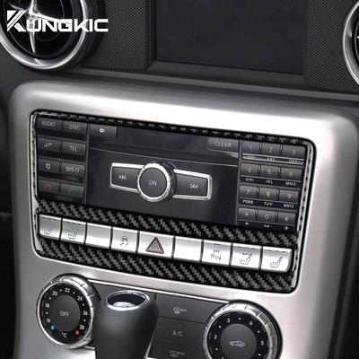 Dla Mercedes Benz SLK R172 2011 2012 2013 2014 2015 2016 Prawdziwy Miękki Włókno Węglowe Naklejka Wykończeniowa Panelu Centralnego CD Samochodu