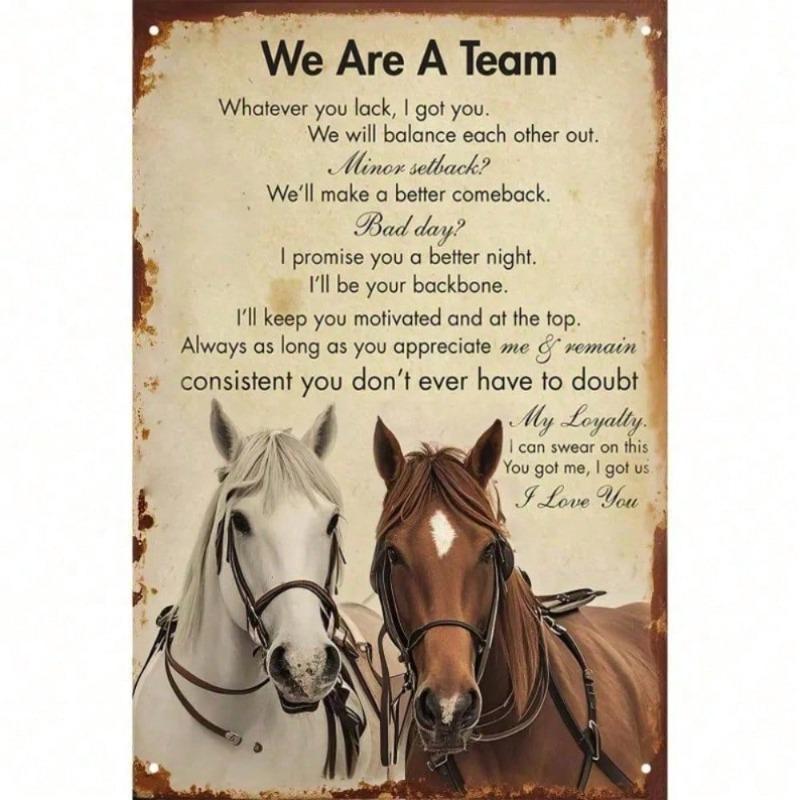 Vintage Metal Horse Wall Art with Inspirational Quotes - Rustic Farmhouse Western Wall Decor for Home Office, Stable, Barn & Liv