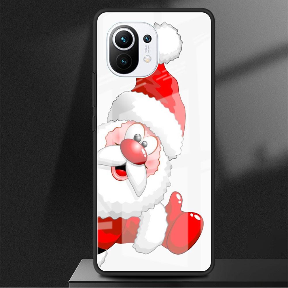 Kreslený Sněhulák Vánoční Skleněný Kryt pro Xiaomi Poco X3 NFC 11 Lite 11T F3 M3 Redmi Note 11 10 9 8 Pro 10S 9S 9A 9C Kryt na Telefon