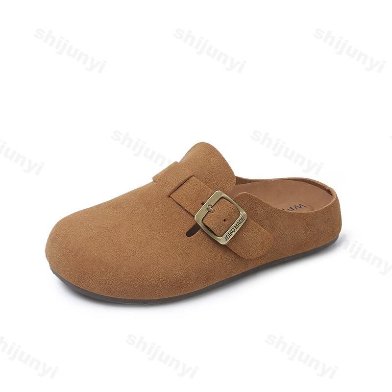Fashion Woman Retro Suede Clog Slippers Women's Soft Cork Sole Comfortable Casual Mules Indoor & Outdoor Non-Slip Fashion Home Slippers