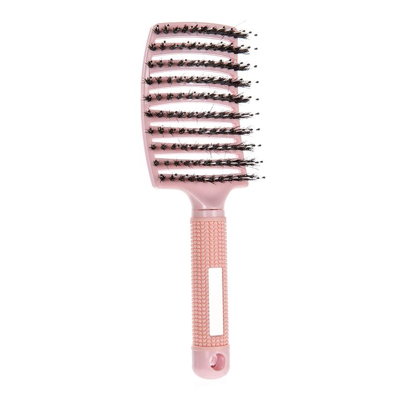1pcs Detangling Curved Vented Boar Bristle Hair Brush Magic Scalp Massage Comb Hollow Out Anti-static for Wet Curly Hair Salon