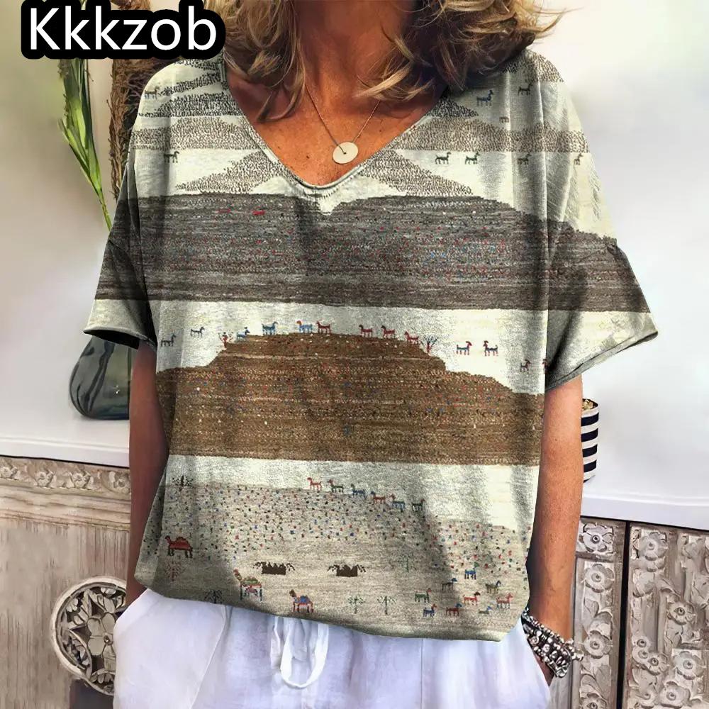 Damska koszulka z krótkim rękawem i dekoltem w serek, mały motyl, nadruk 3D, topy damskie, luźna, oversize'owa koszulka Street Beat