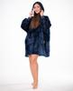 Bluza koc kocobluza 2w1 oversize xxl z kapturem gruba sherpa granatowa