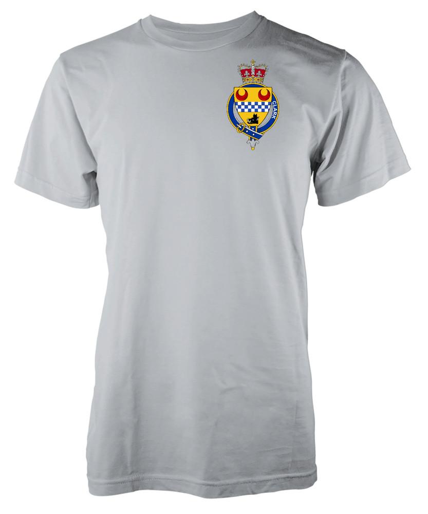 

Free Personalisation Clark Family Name T-Shirt Family Crest Badge Coat Of Arms L