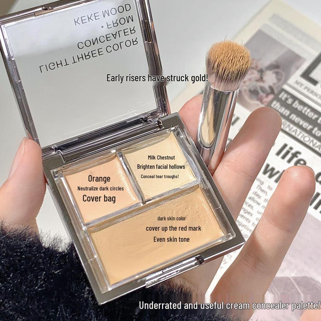 Palette Correcteur 3 Couleurs Kekemood: Couvre les taches, l'acné, les cernes; Illumine, Sculpte; Maquillage Naturel & Polyvalent.