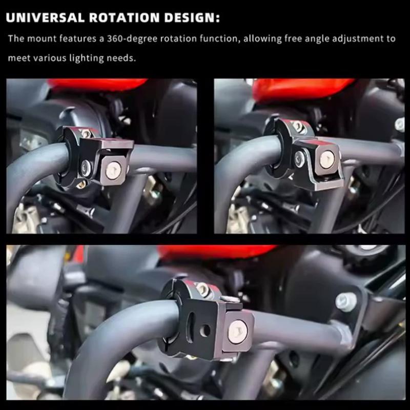 Universal Adjustable Motorcycle Headlight LED Spotlight Bracket Aluminum Mount Holder for Offroad Adventure Riding