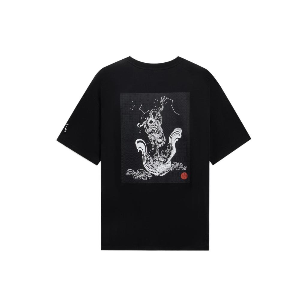 Li-Ning Way Of Wade 10 Kui Xing Point Fight Loose Round Neck Sports Short Sleeve T-Shirt Unisex Tops Black AHSSD47-3