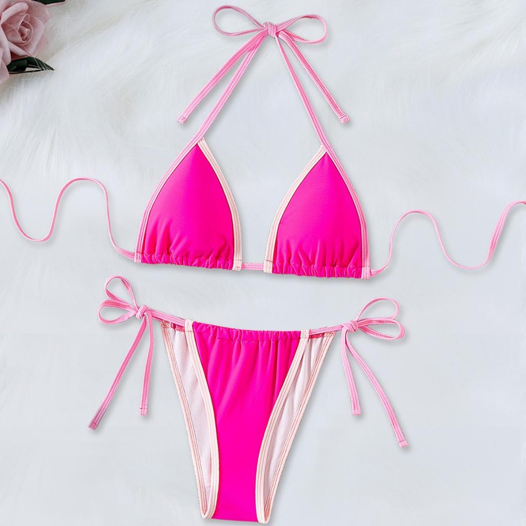 Sexy Backless Slim V-Neck Three-Point Split Swimsuit, European And American New Fashion Bikini Women'S Swimsuit
