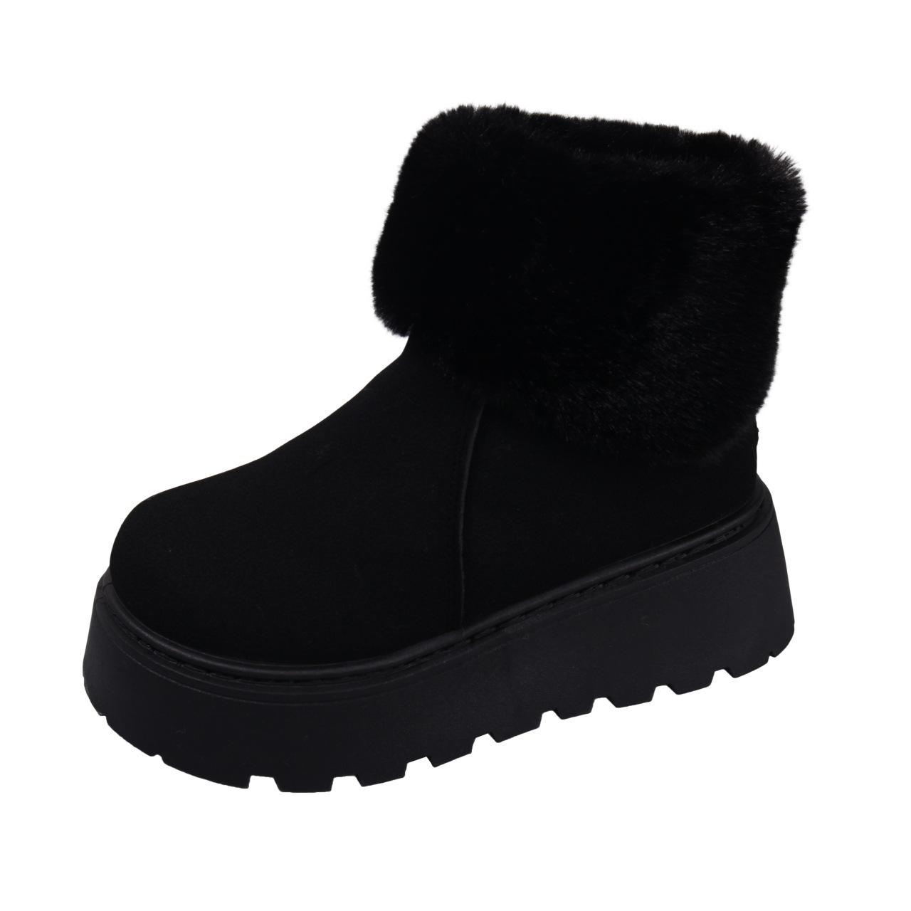

Зимние женские ботинки Плюшевые теплые сноубутсы Высококачественная замша Повседневные ботильоны для женщин Платформа Короткие ботинки Обувь для женщин 36 чёрный