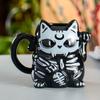 Black and White Cartoon Lucky Cat Cup Creative Cute Ceramic Cup Cat Cup Water Cup Halloween Ghost Festival Coffee