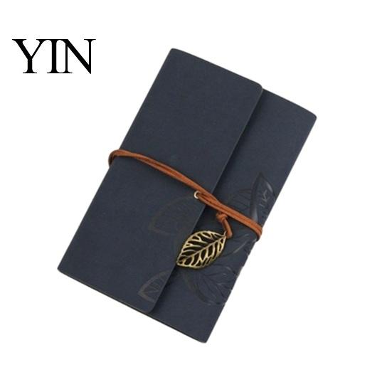 Retro Design Journal Vintage Faux Leather Journal, A5 A6 A7 6 Ring Loose-Leaf Notebook Writing with Metal Leaf Pendant for Writing, Sketching, Travel